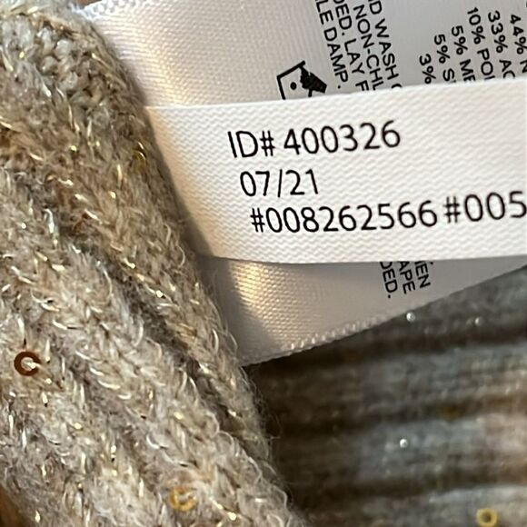 NWOT Express Metallic Sweater Puff Sleeve Gold threading Open Stitch Size Small - Picture 16 of 16